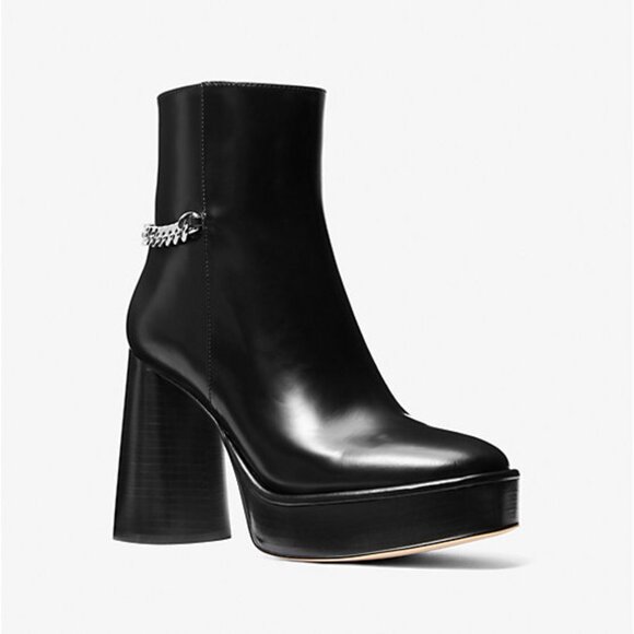 BRAND NEW CARLISLE LEATHER WOMEN’S PLATFORM BOOT BY MICHAEL KORS - Picture 1 of 8